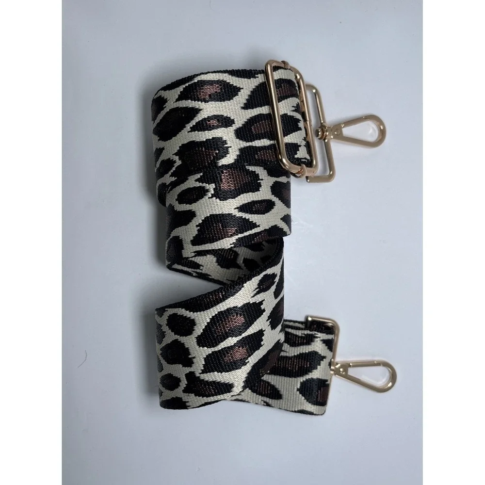 Brown/White Pair Adjustable Replacement Purse Crossbody Strap w/Gold Hardware - Picture 3 of 3